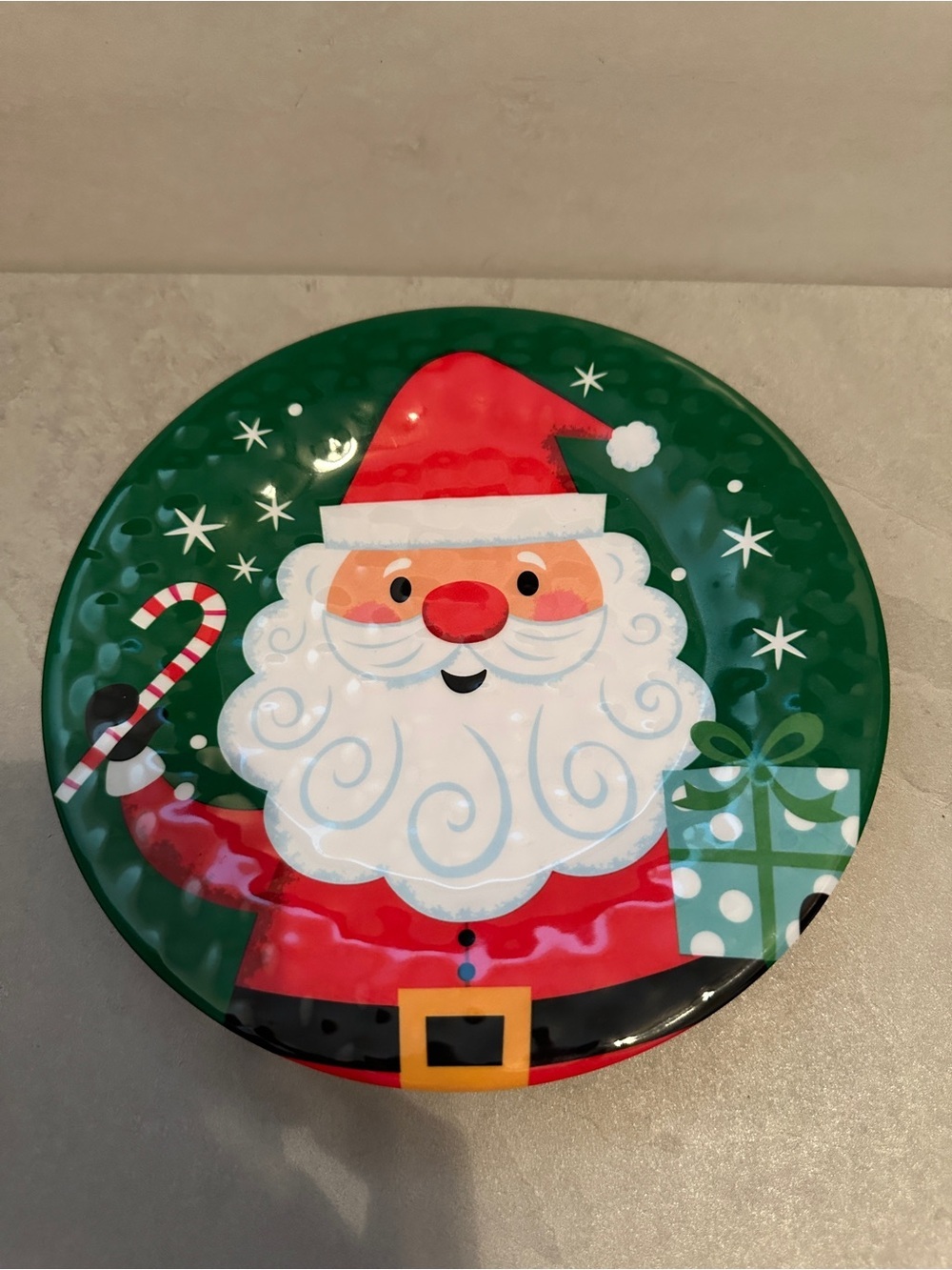 Sleigh Bell Bistro Christmas Melamine 8” Plates Set: 4 Santa Reindeer Snowman - Picture 4 of 7